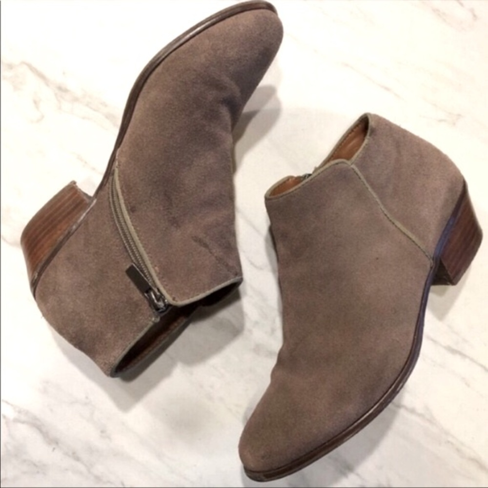 BOHO-CROWN VINTAGE Tan Camel Leather Suede Ankle Booties-Size 7